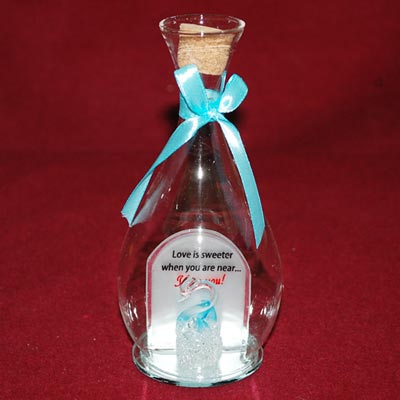 "DESKTOP MESSAGE STAND IN A GLASS BOTTLE - V2216-004 - Click here to View more details about this Product